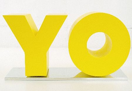 Deborah Kass, OY/YO
2012, painted aluminum on polished aluminum base
