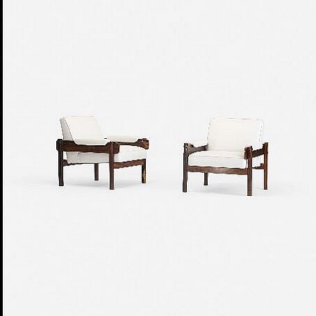 Sergio Rodruigez, Pair of armchairs
1963, rosewood, leather, enameled steel
