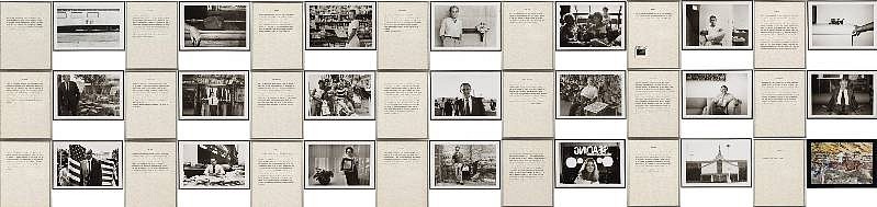 Sophie Calle, Los Angeles (Les Anges)
1984, twenty elements--gelatin silver print, one element--Cibachrome print, twenty-one elements--ink on paper with attached photographic negative slide