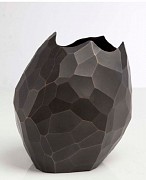 David Wiseman Unique Small Facet Vase in Bronze with Dark Patina