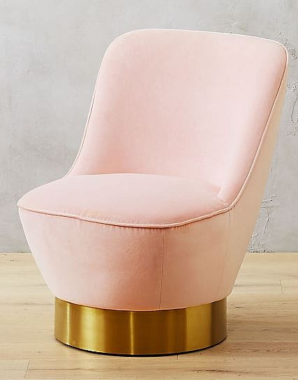 CB2, Pair of Simone Blush Swivel Chairs