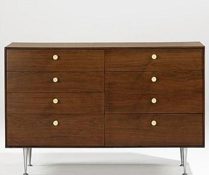George Nelson, Thin Edge eight-drawer dresser
1950's, Rosewood, aluminum, porcelain