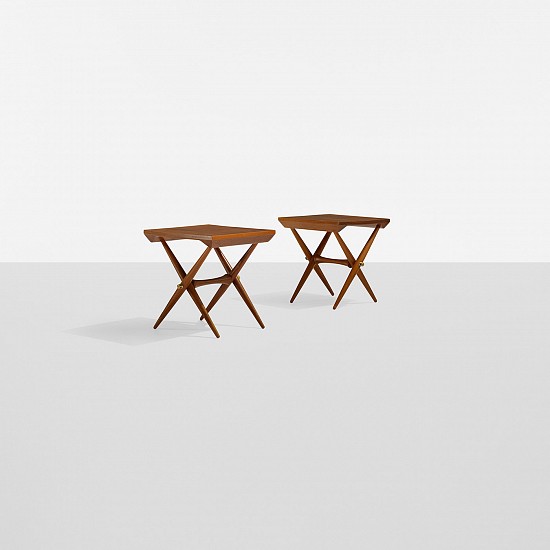 Jens Quistgaard, Occasional tables, pair
1960, teak, brass
